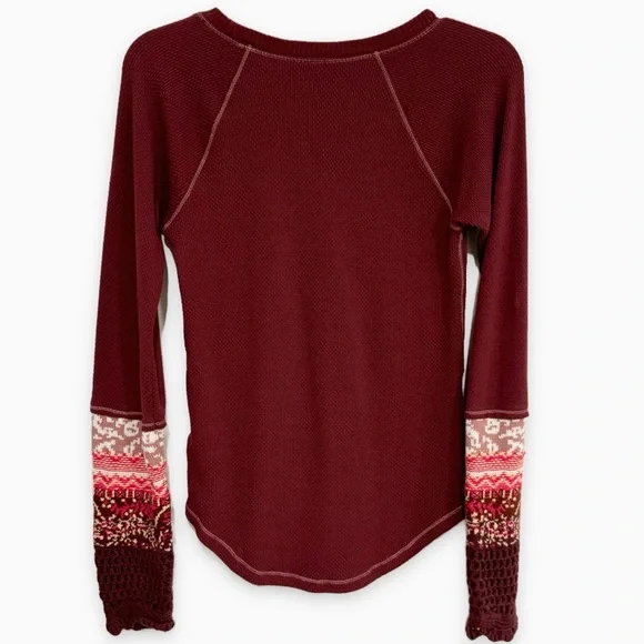 Free People | In The Mix Cuff Tee Rio Vino Purple Thermal Size Medium - Picture 6 of 10